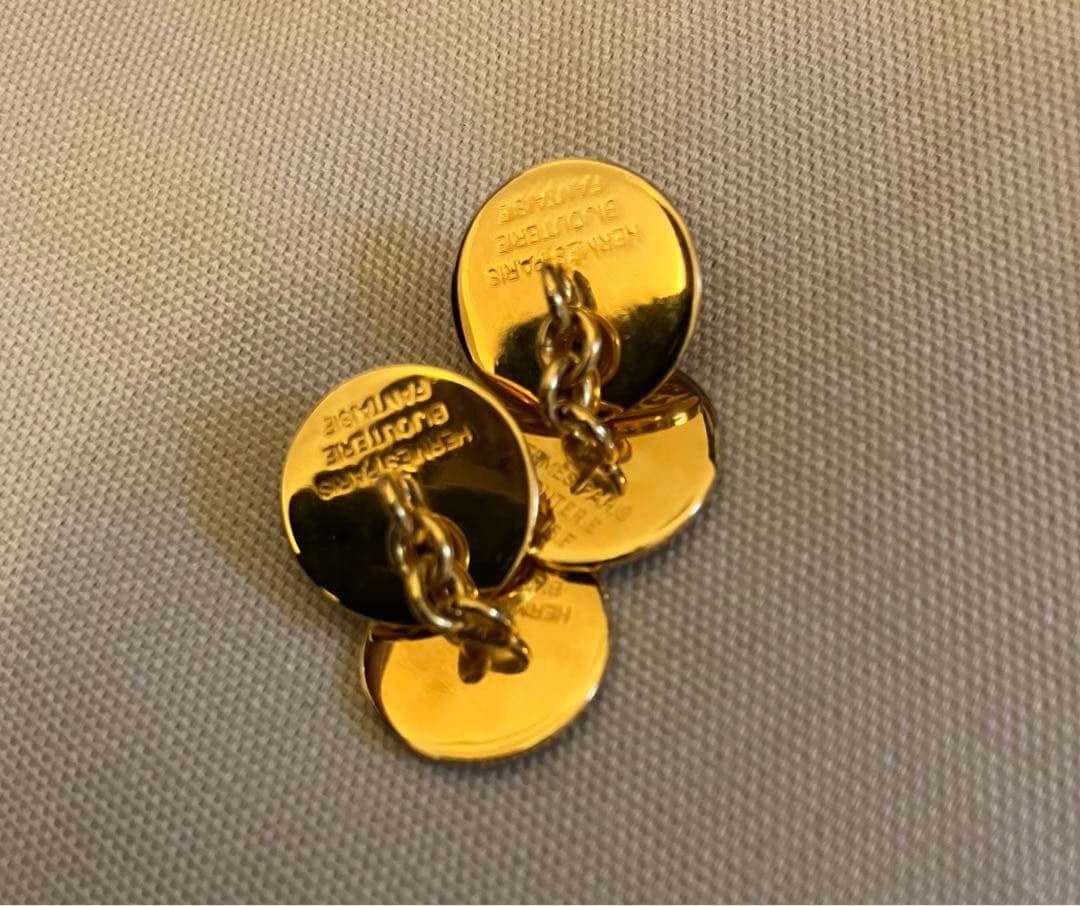 HERMES エルメス　カフス　カフリンクス　セリエ　ボタン　ゴールド