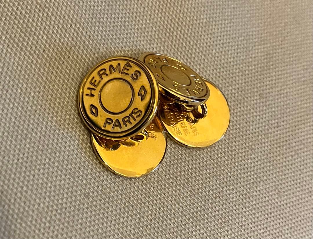 HERMES エルメス　カフス　カフリンクス　セリエ　ボタン　ゴールド