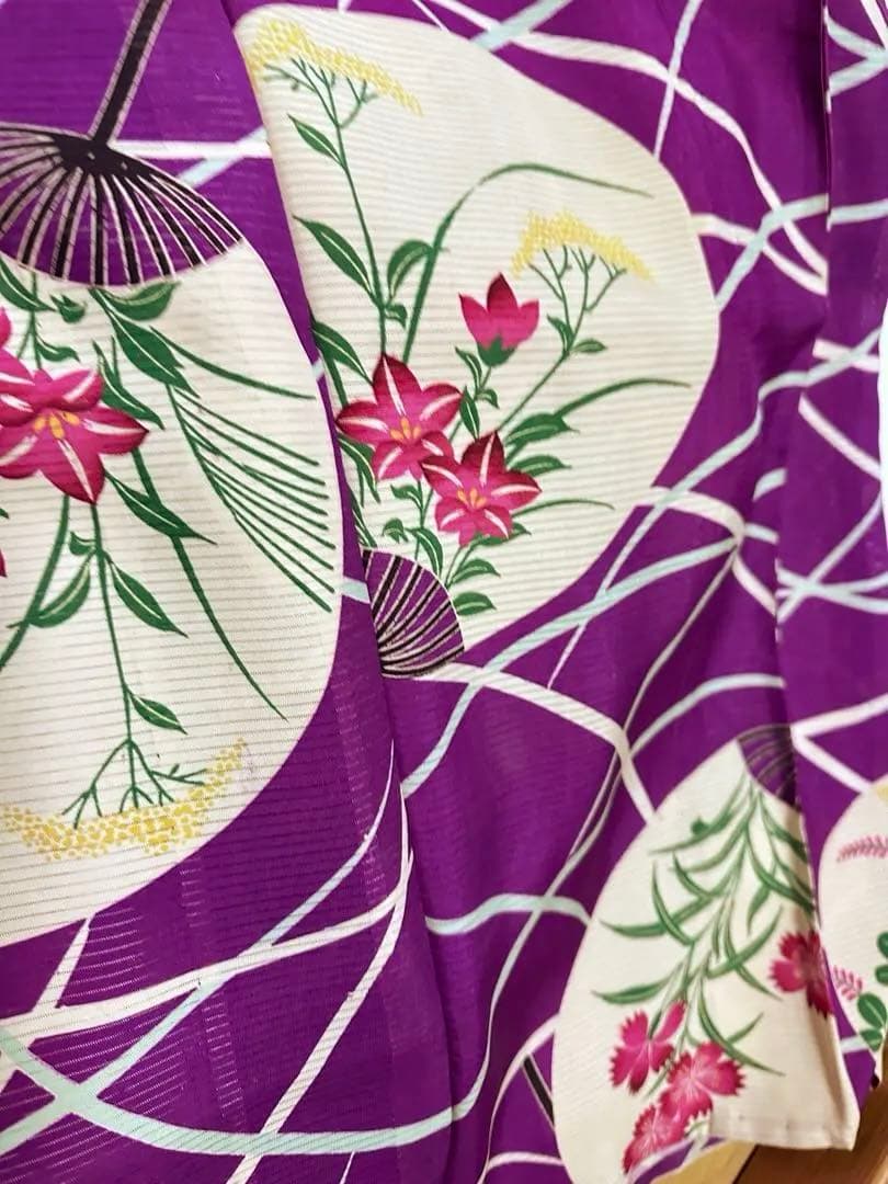 最終価格　アンティーク着物　夏着物　絽　うちわ