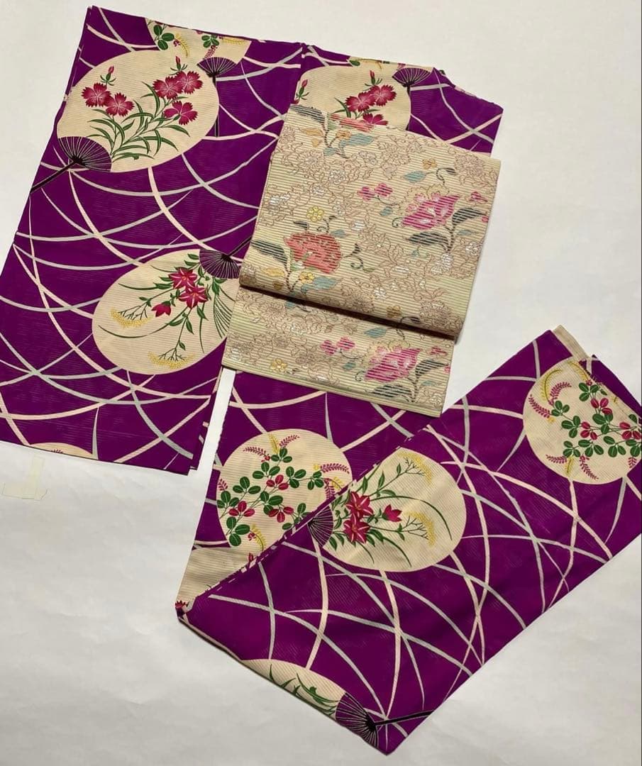 最終価格　アンティーク着物　夏着物　絽　うちわ