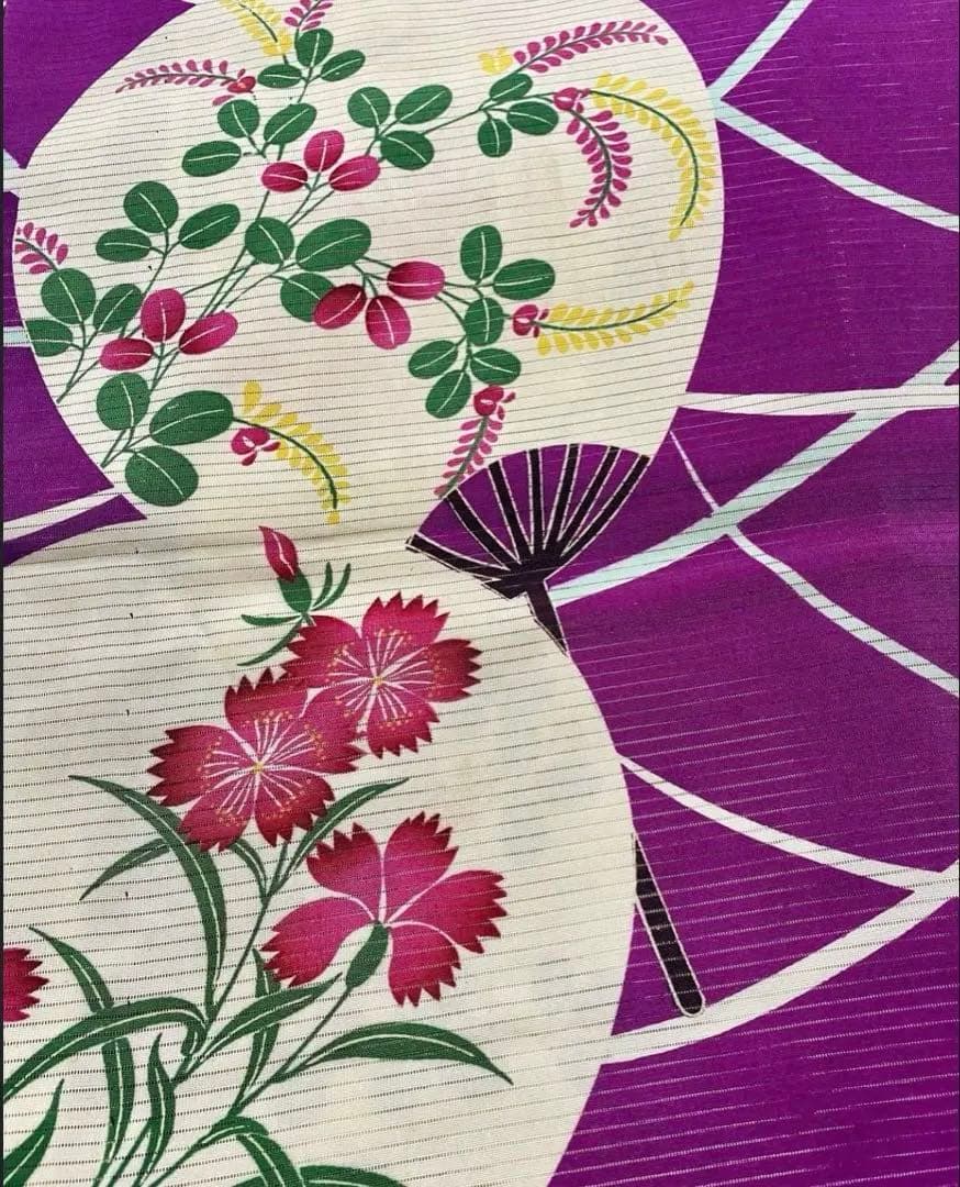 最終価格　アンティーク着物　夏着物　絽　うちわ