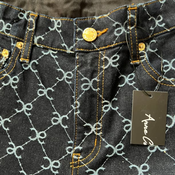 アンコキーヌ モノグラムジャカードバミューダパンツ インディゴ M 未使用221