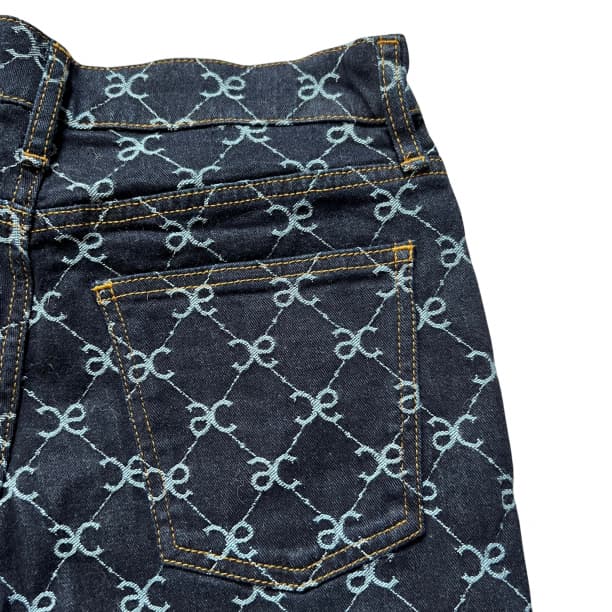 アンコキーヌ モノグラムジャカードバミューダパンツ インディゴ M 未使用221