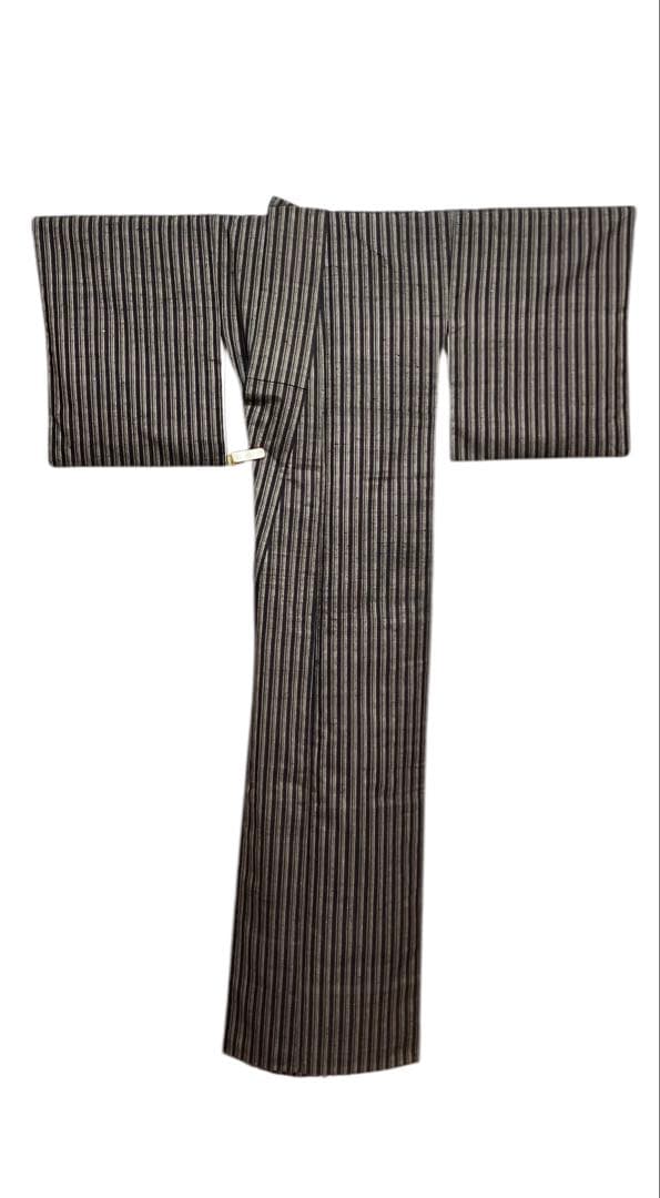 浦野理一 経節紬 小紋 正絹 縦縞 間道 イ6273