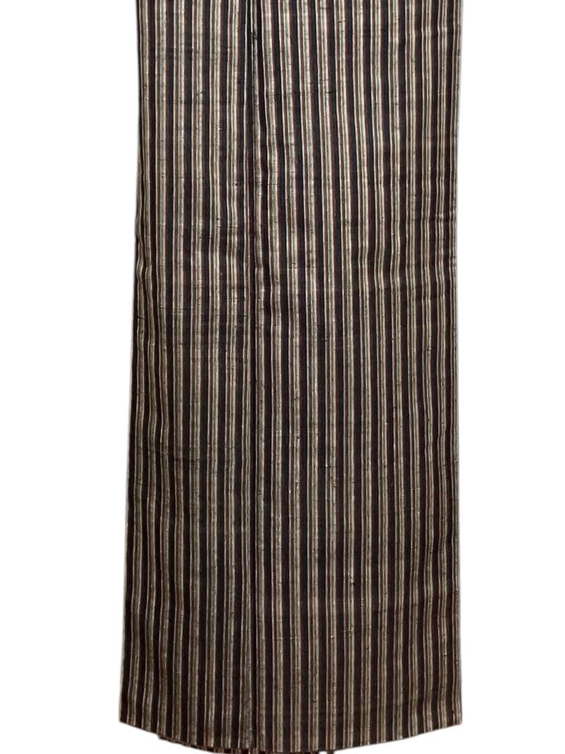 浦野理一 経節紬 小紋 正絹 縦縞 間道 イ6273