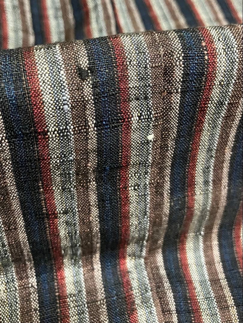 浦野理一 経節紬 小紋 正絹 縦縞 間道 イ6273