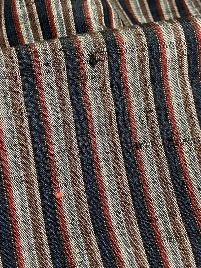 浦野理一 経節紬 小紋 正絹 縦縞 間道 イ6273