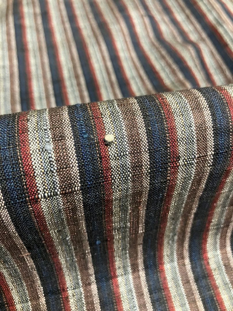 浦野理一 経節紬 小紋 正絹 縦縞 間道 イ6273