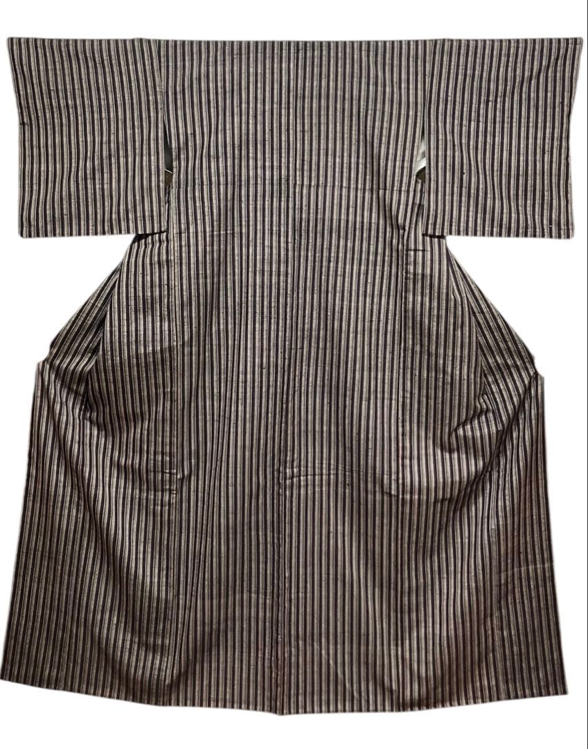 浦野理一 経節紬 小紋 正絹 縦縞 間道 イ6273