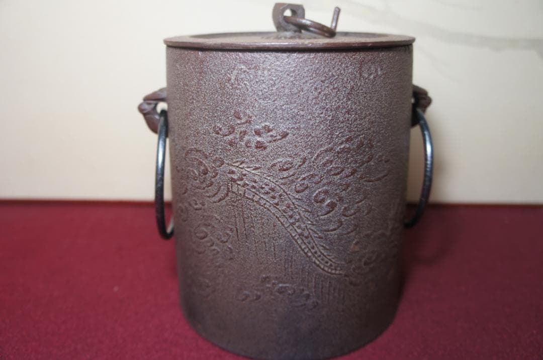 専用☆ 国宝 敬典作 雲竜釜 雲龍釜 皆口筒釜 釜鐶 桐箱 紙箱 送料込み