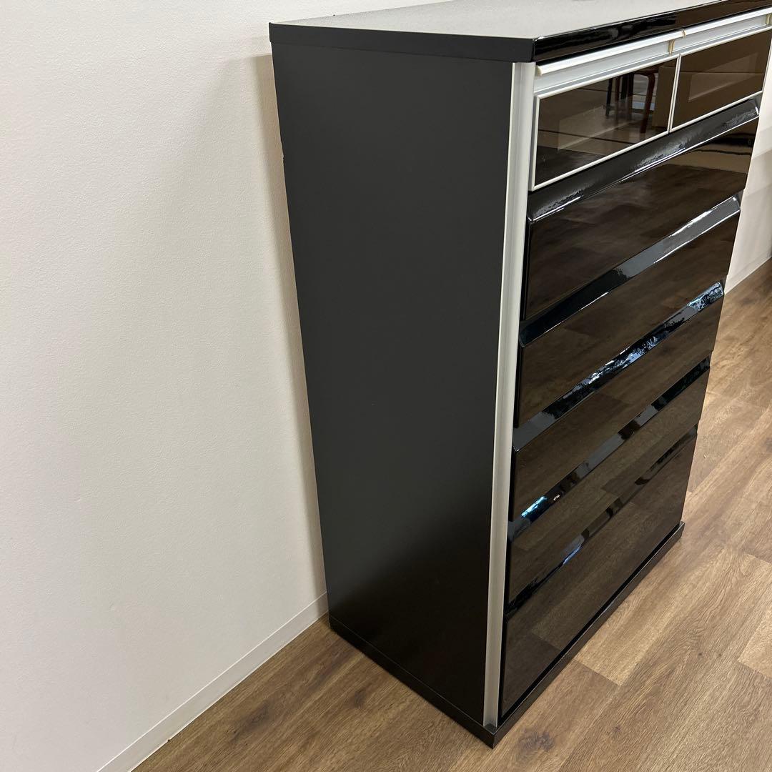 アウトレット品★黒いハイチェスト タンス 箪笥 整理タンス 開梱設置配送付