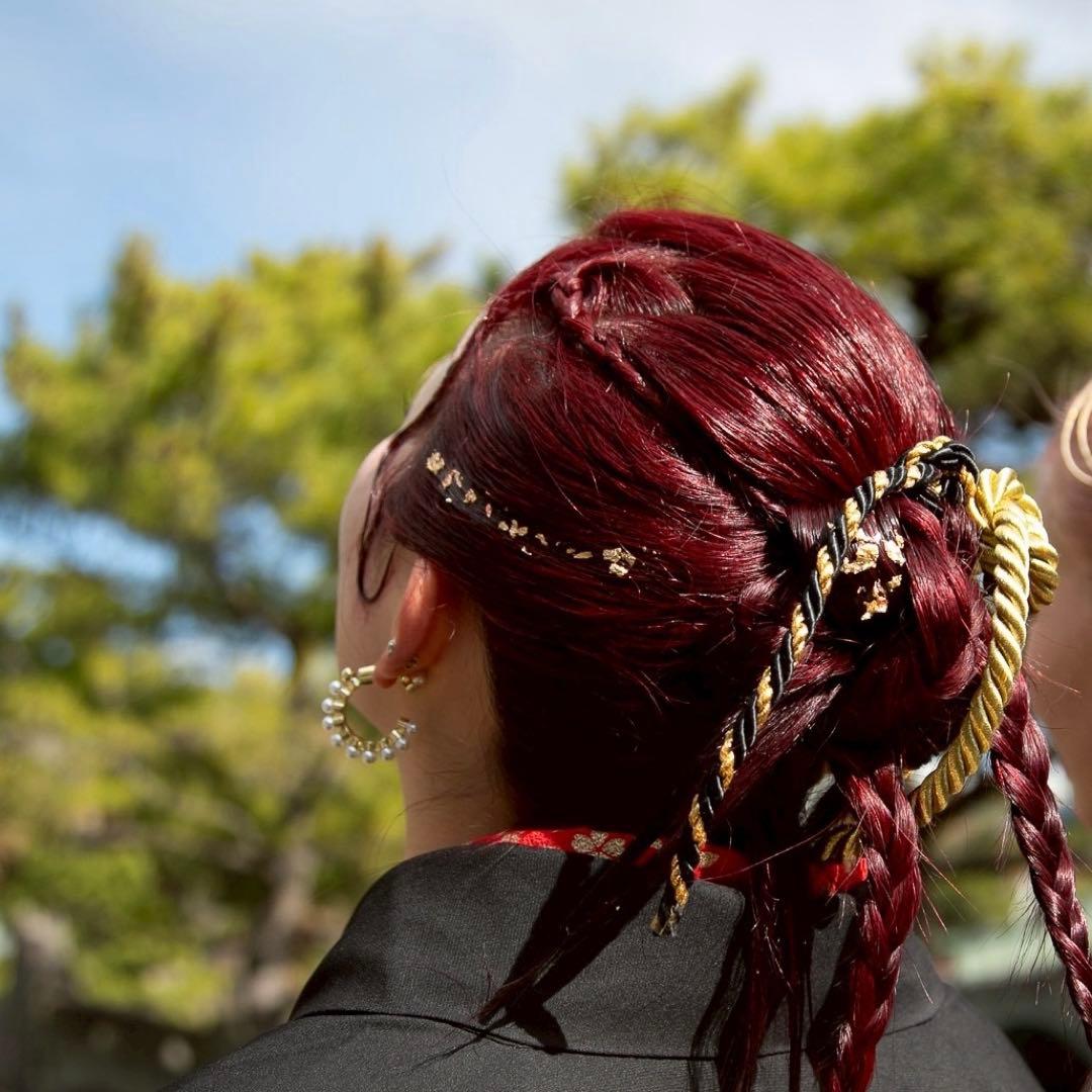 黒赤桜正絹振袖フルセット等 袋帯 帯締め 帯揚げ 半襟 重ね襟 成人式卒業式等