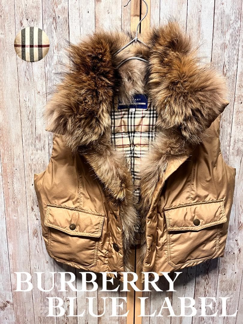 BURBERRY BLUE LABEL リアルファー(ラクーン) ダウンベスト