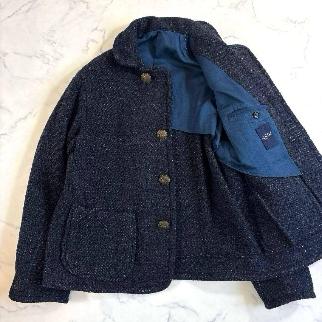 45R インディゴ染め ツイードメルトンのジャケット