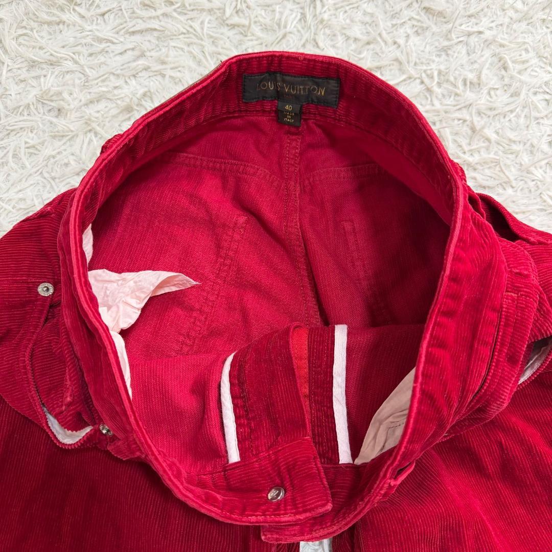 16082✨美品✨ルイヴィトン コーディロイパンツ　赤 レッド 40