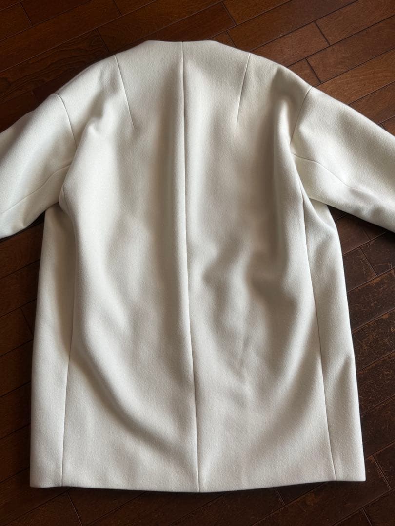 イレーヴ　メルトンノーカラーコート　オフホワイト