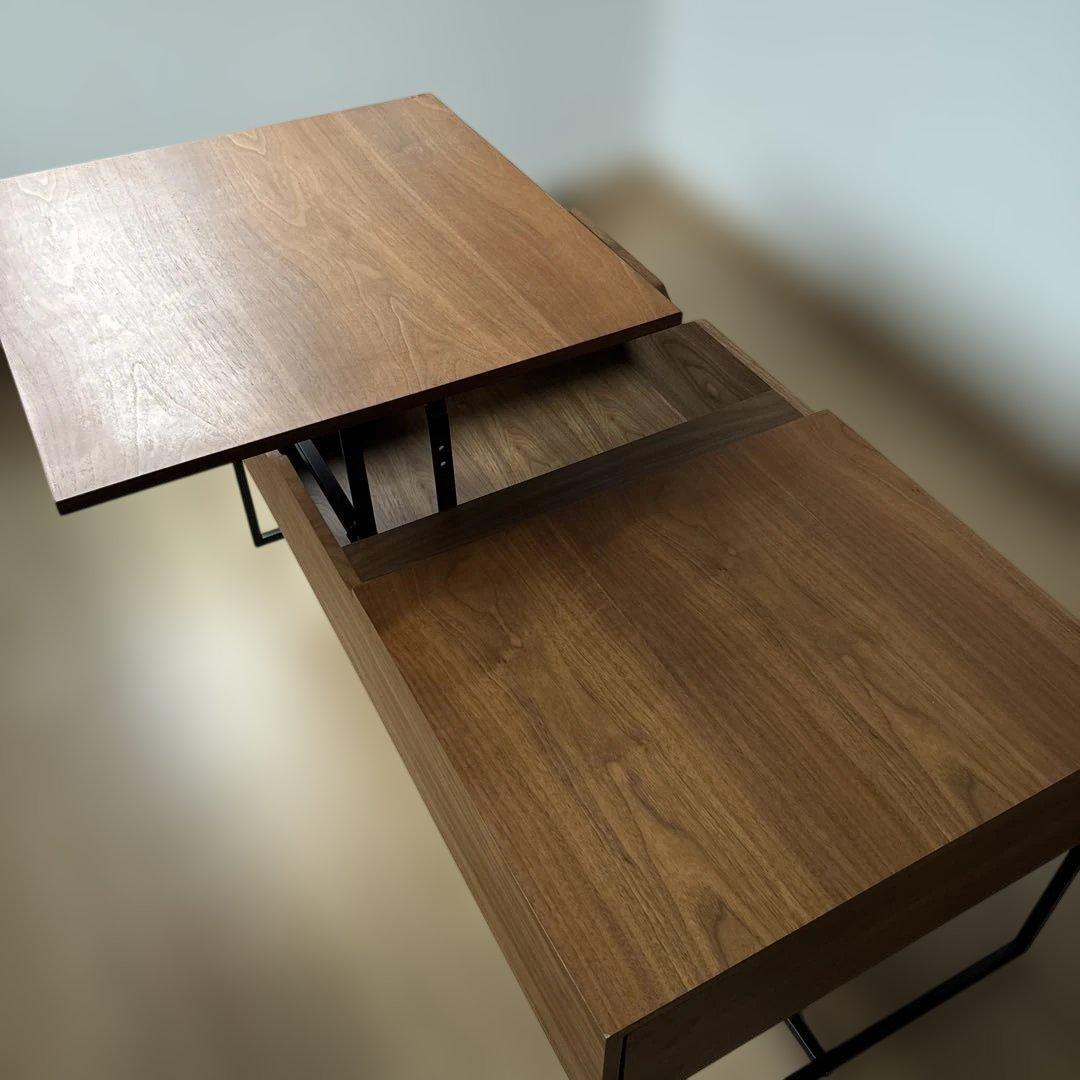 【11b333】幅110 リフティングテーブル 昇降式 鉄脚 木製