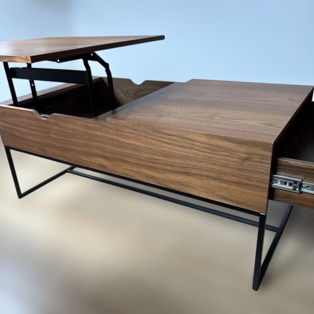 【11b333】幅110 リフティングテーブル 昇降式 鉄脚 木製