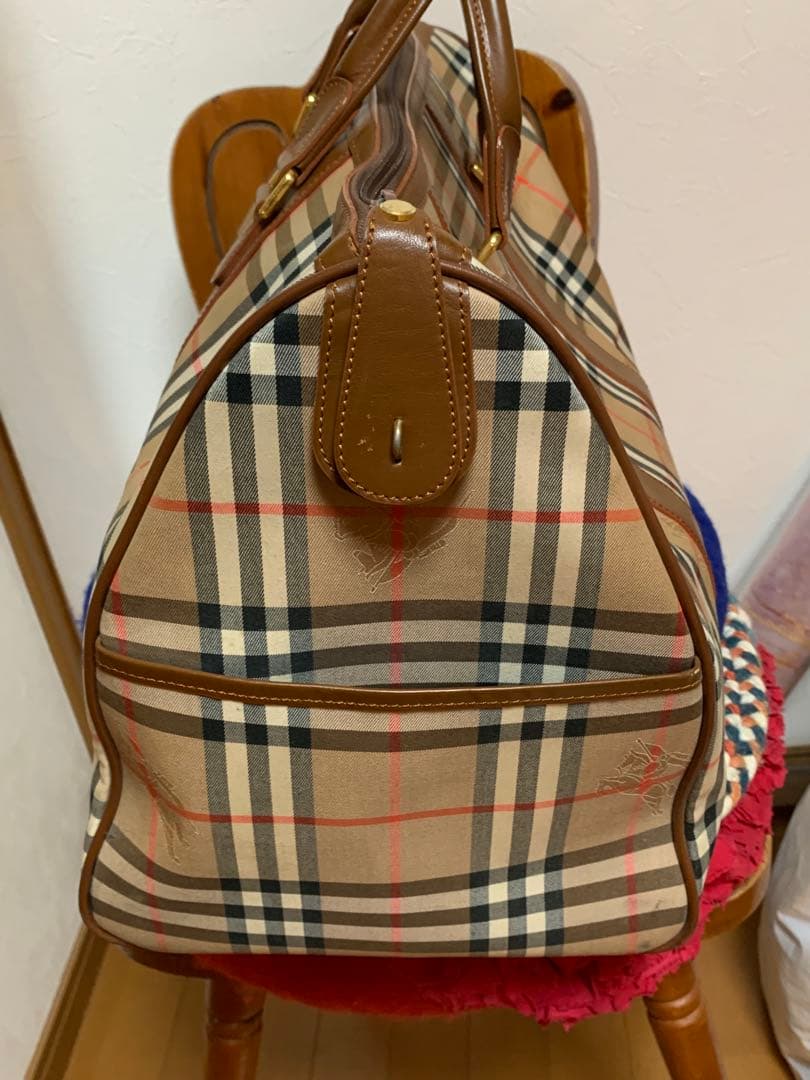 90s バーバリー ボストンバッグ ノバチェック シャドーホース大容量