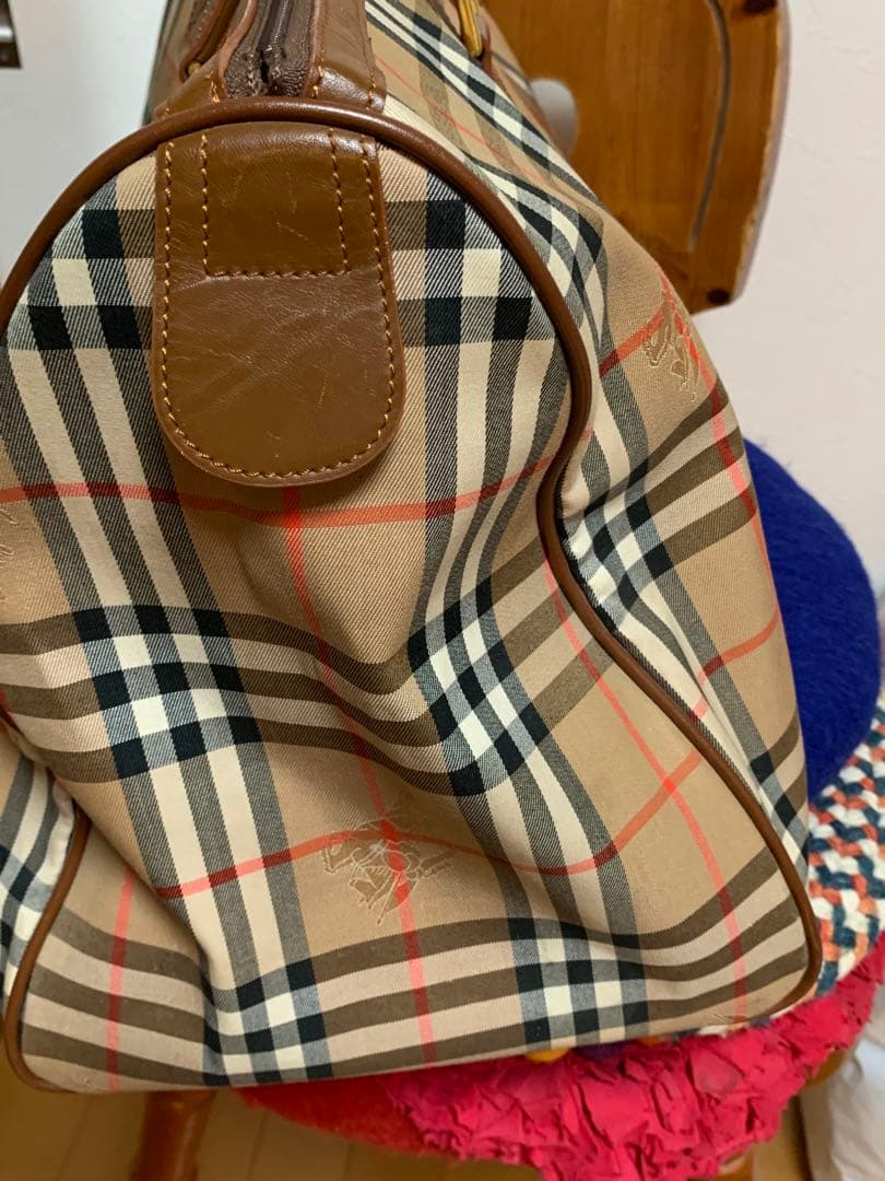 90s バーバリー ボストンバッグ ノバチェック シャドーホース大容量