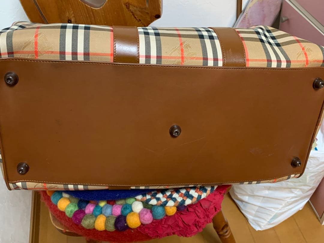 90s バーバリー ボストンバッグ ノバチェック シャドーホース大容量