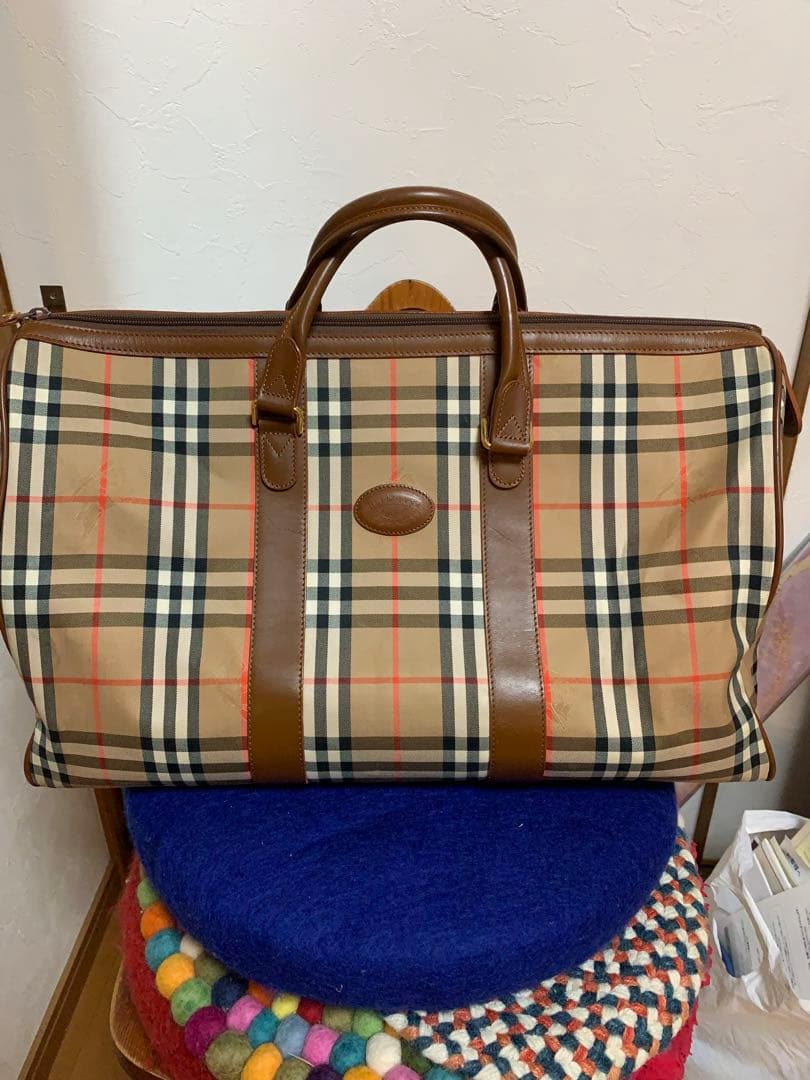 90s バーバリー ボストンバッグ ノバチェック シャドーホース大容量