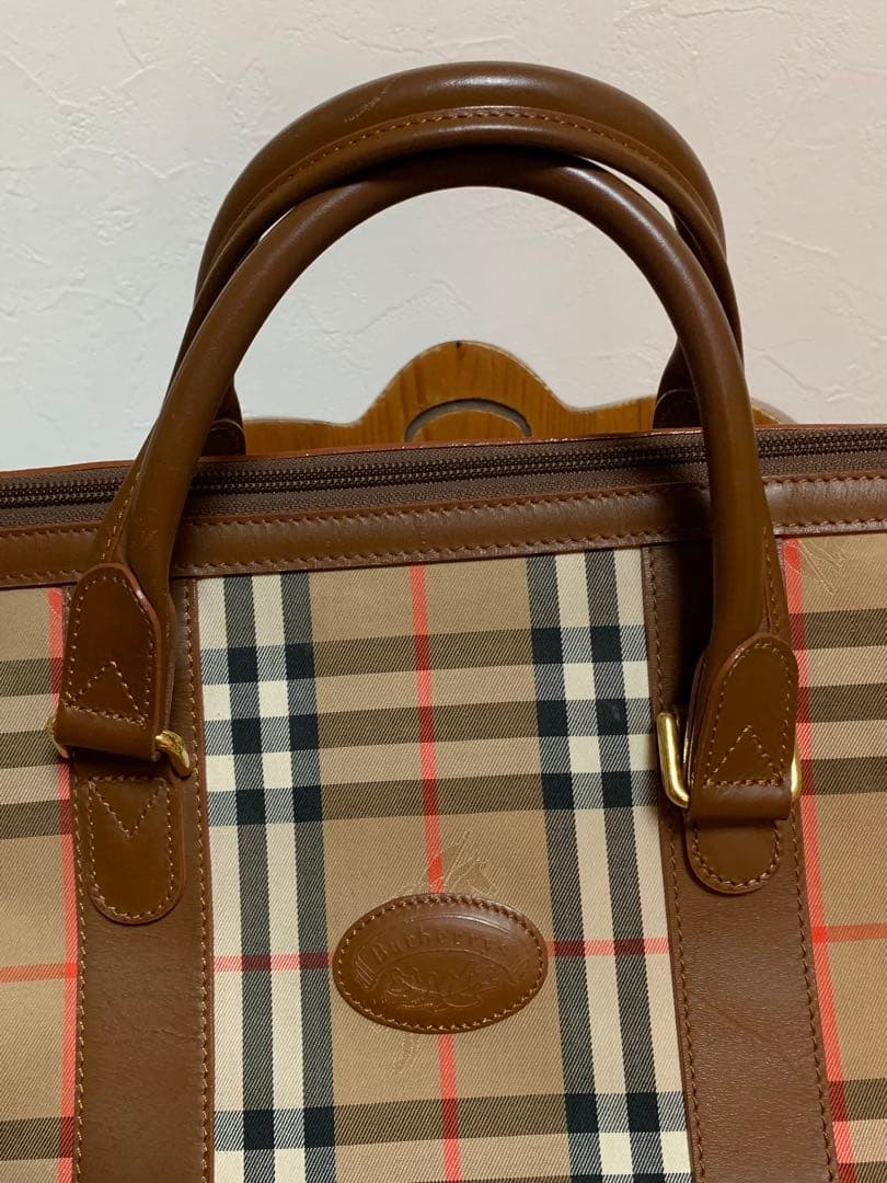 90s バーバリー ボストンバッグ ノバチェック シャドーホース大容量