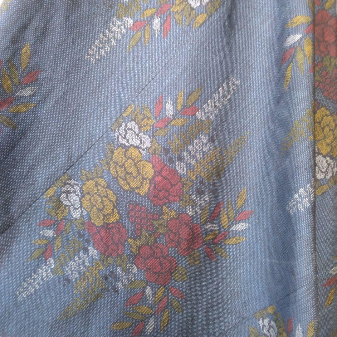 大島紬反物から、 バイアス仕立てロングフレアーワンピース 　M寸