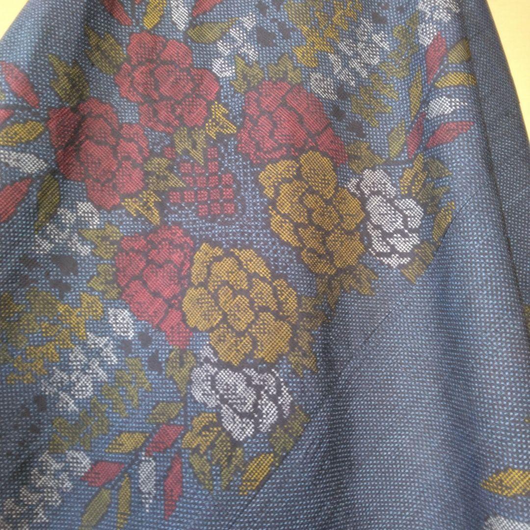 大島紬反物から、 バイアス仕立てロングフレアーワンピース 　M寸