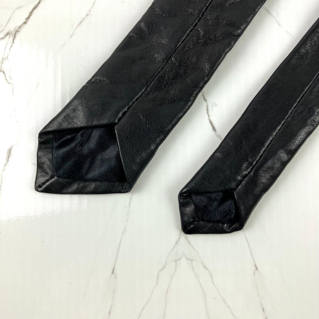 RDDR　未使用品　ディーゼル　ネクタイ　レザータイ　ナロータイ　ラムレザ