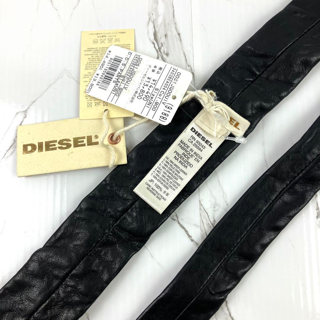 RDDR　未使用品　ディーゼル　ネクタイ　レザータイ　ナロータイ　ラムレザ