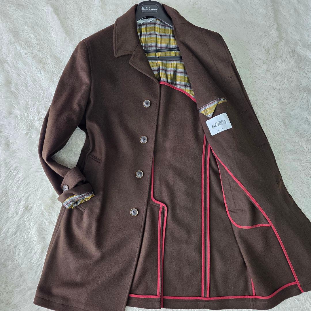 【美品/50】ボッテガマルティネーゼ バルカラーコート カシミヤ混 ブラウン系