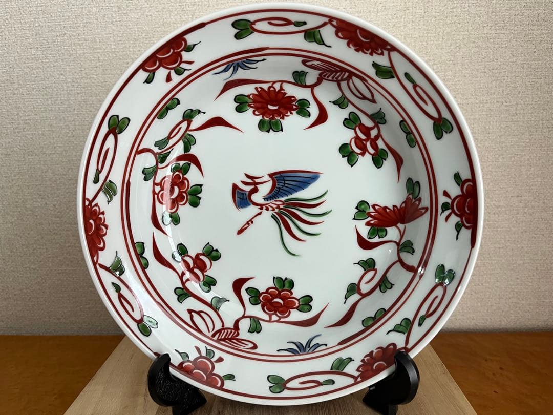 源右衛門　赤呉須花鳥　鉢