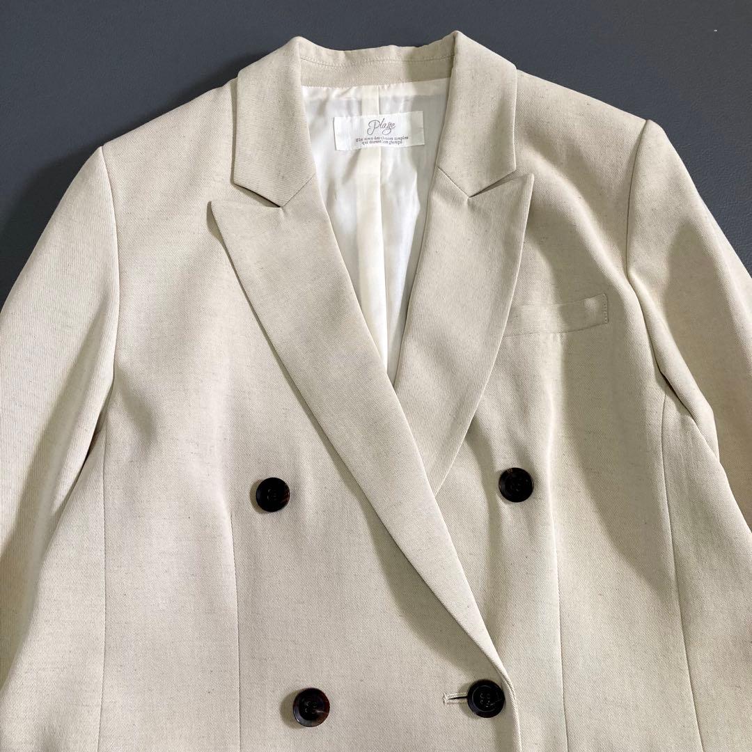 美品 プラージュ Plageエクリュ ダブルテーラードジャケット 38 ベージュ