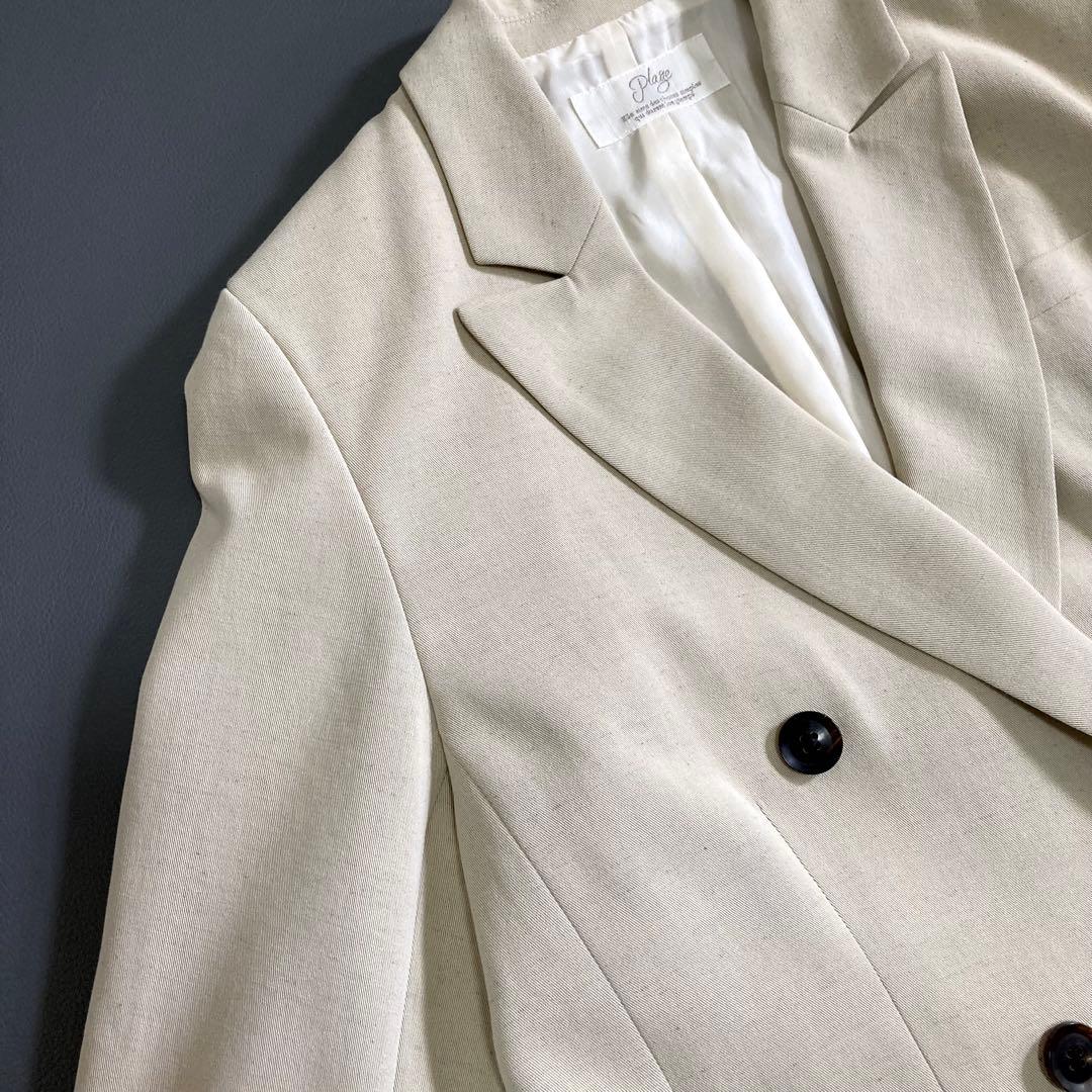 美品 プラージュ Plageエクリュ ダブルテーラードジャケット 38 ベージュ