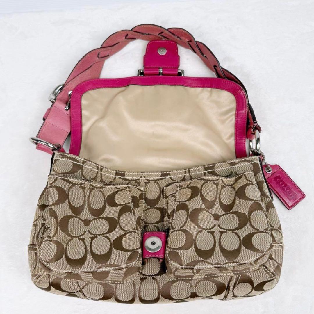 バッグ Coach Soho Signature Hobo Shoulder Pink