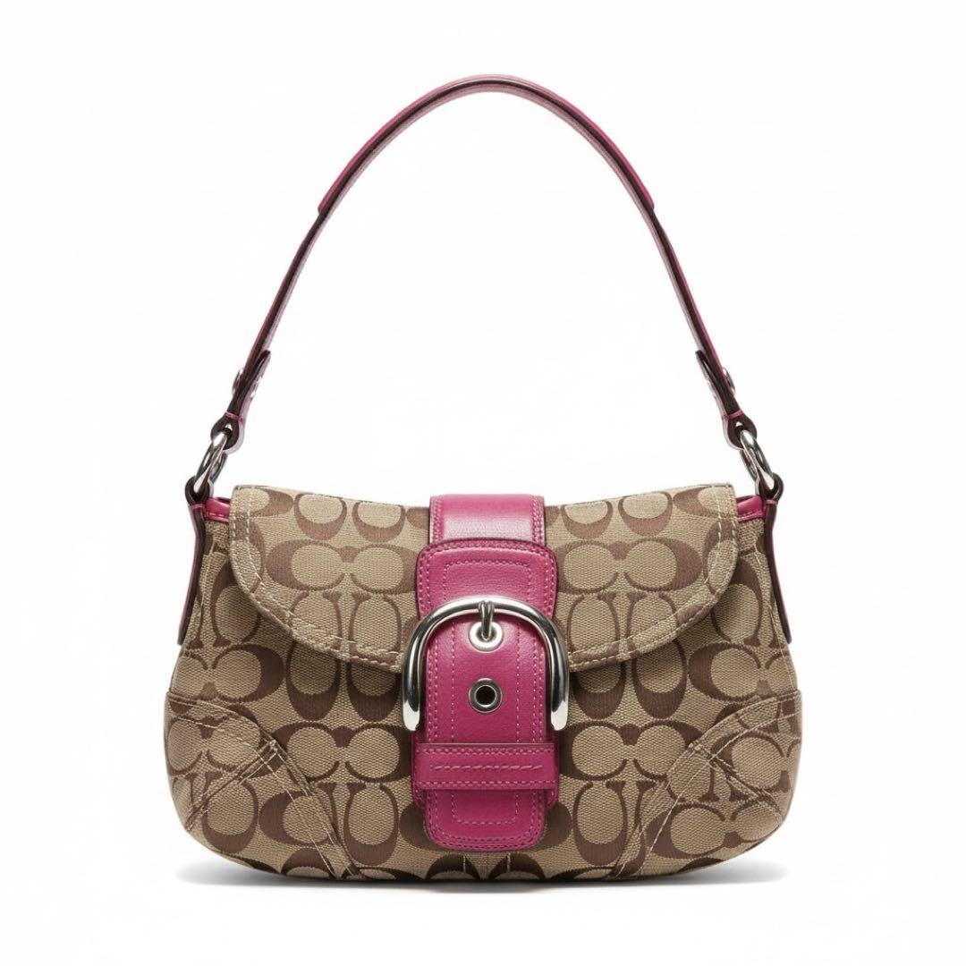 バッグ Coach Soho Signature Hobo Shoulder Pink