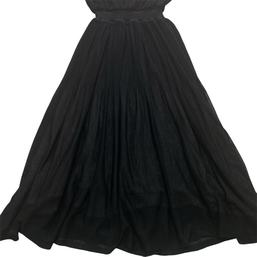 EPOCA／エポカ　ブラックプリーツロングワンピース ノースリーブ　ドレス　40