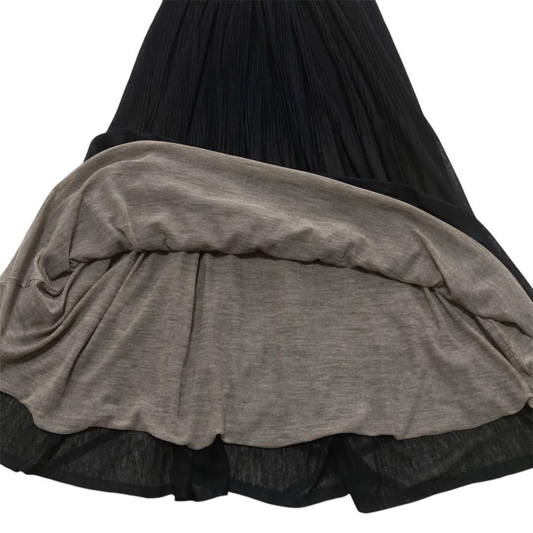 EPOCA／エポカ　ブラックプリーツロングワンピース ノースリーブ　ドレス　40