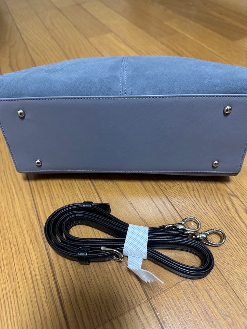 銀座かねまつ　グレー レザー ショルダーバッグ2way