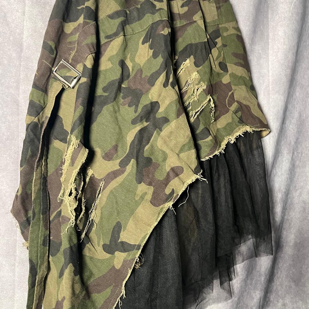 【早い者勝ち】y2k グランジ チュール付き ミリタリースカート