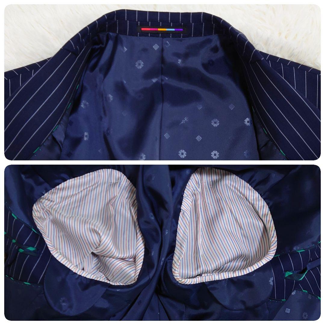 オリヒカ　スーツ　Super130'S　ネイビー　ストライプ　AB5　M相当