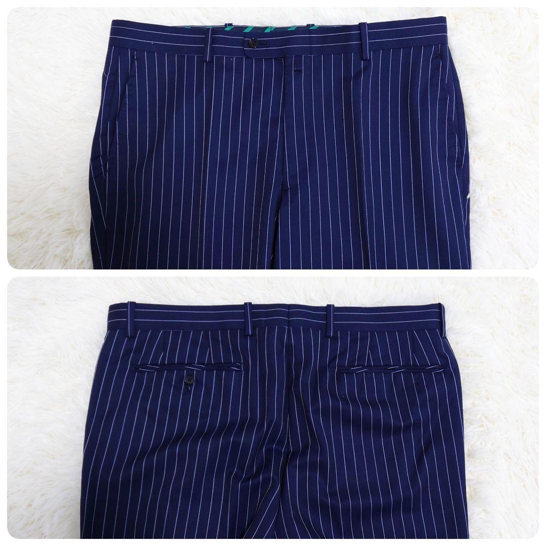 オリヒカ　スーツ　Super130'S　ネイビー　ストライプ　AB5　M相当