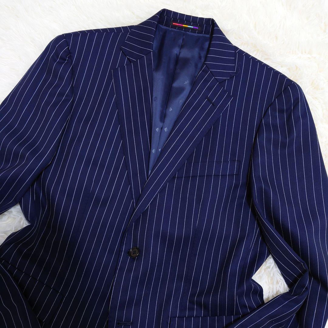 オリヒカ　スーツ　Super130'S　ネイビー　ストライプ　AB5　M相当