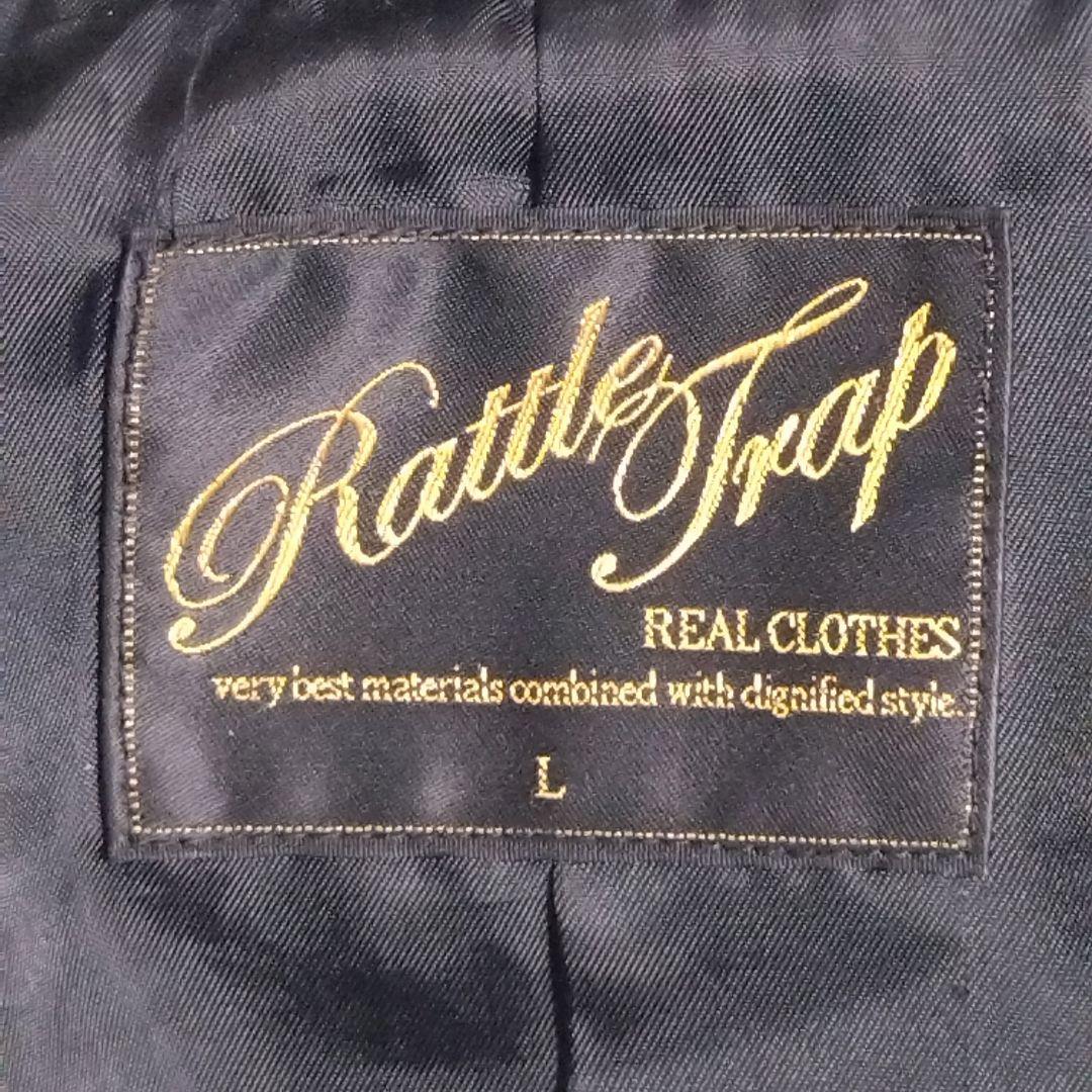 ラトルトラップ★総刺繍 スカル アームレザー 羊革 メルトン スタジャン 黒 L