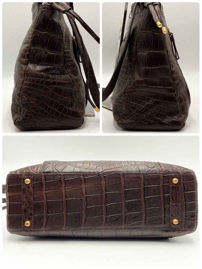 定価50万 JRA認定 マットクロコ ボストンバッグ 2way クロコダイル