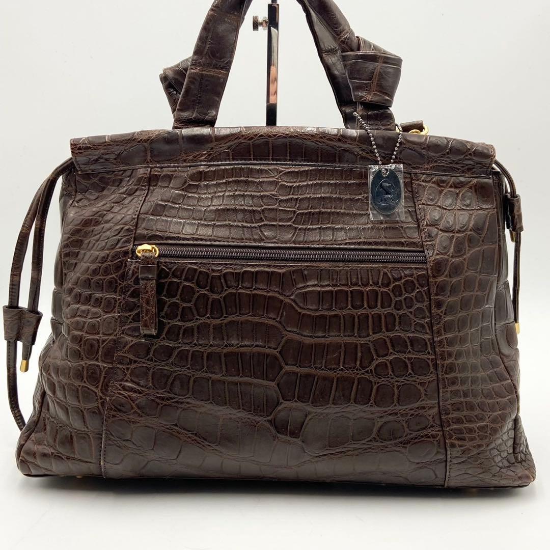 定価50万 JRA認定 マットクロコ ボストンバッグ 2way クロコダイル