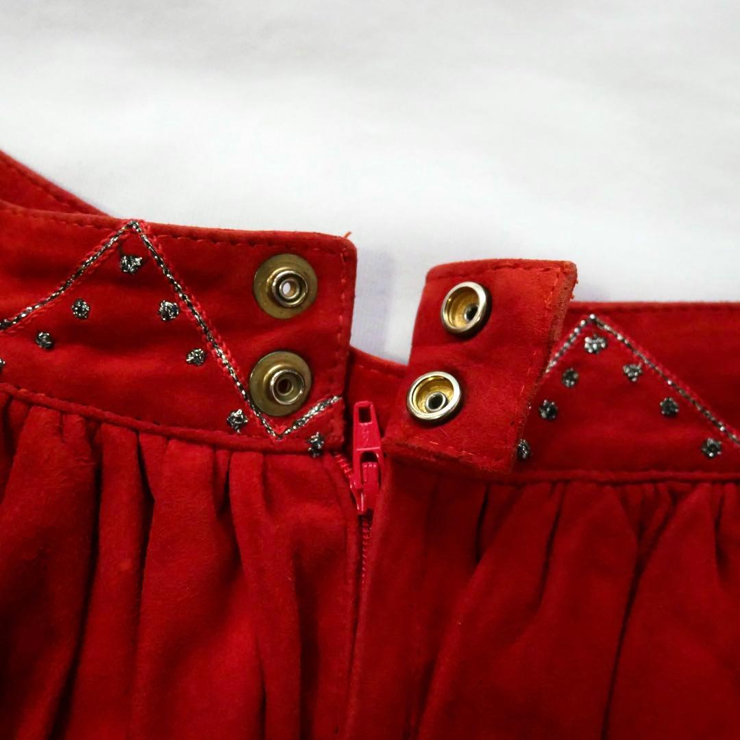 80s イタリア製　80年代　ヴィンテージ　リボン付き　ヌバックレザーパンツ