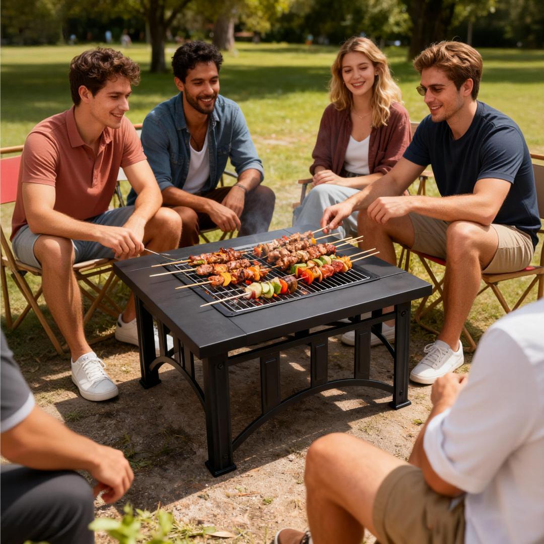 タイムセール！焚き火台　バーベキューコンロ　二次燃焼　キャンプグッズ　BLACK