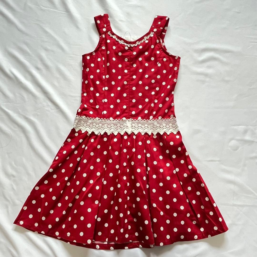 シャーリーテンプル タグ付 ワンピース 130 サンドレス 赤 ドット リボン